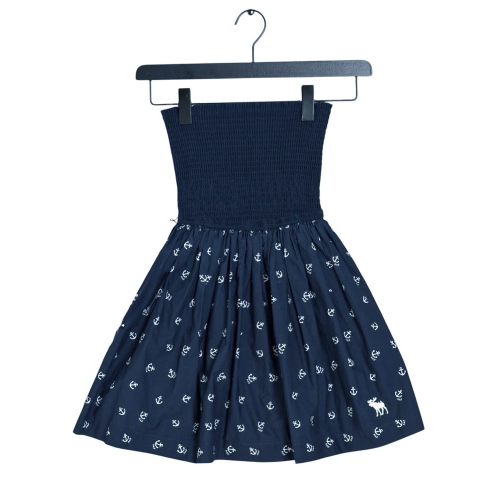 Abercrombie & Fitch Party Dress Coastal Anchor Print Strapless NWT